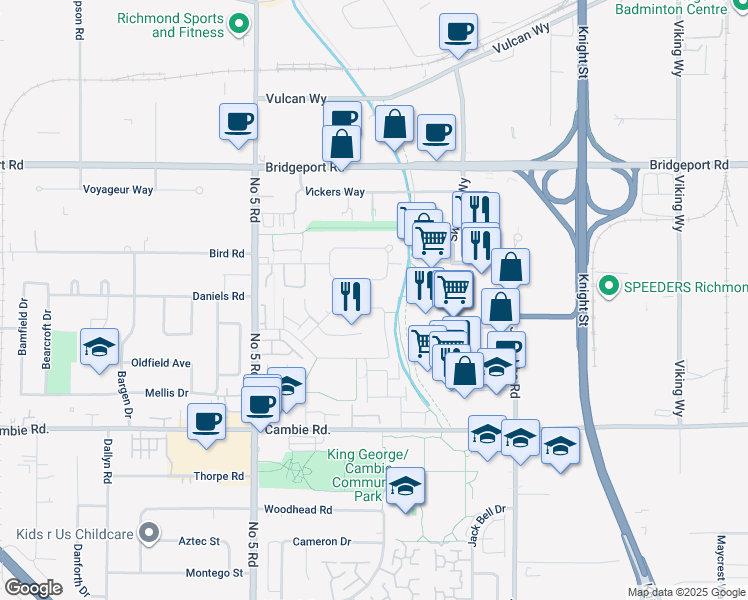 map of restaurants, bars, coffee shops, grocery stores, and more near 12411 Greenland Place in Richmond