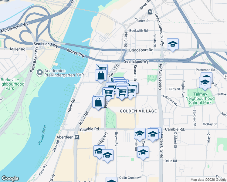 map of restaurants, bars, coffee shops, grocery stores, and more near 1501 Hazelbridge Way in Richmond