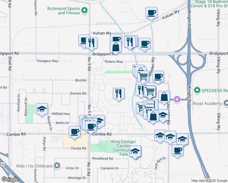 map of restaurants, bars, coffee shops, grocery stores, and more near 12280 Flury Drive in Richmond