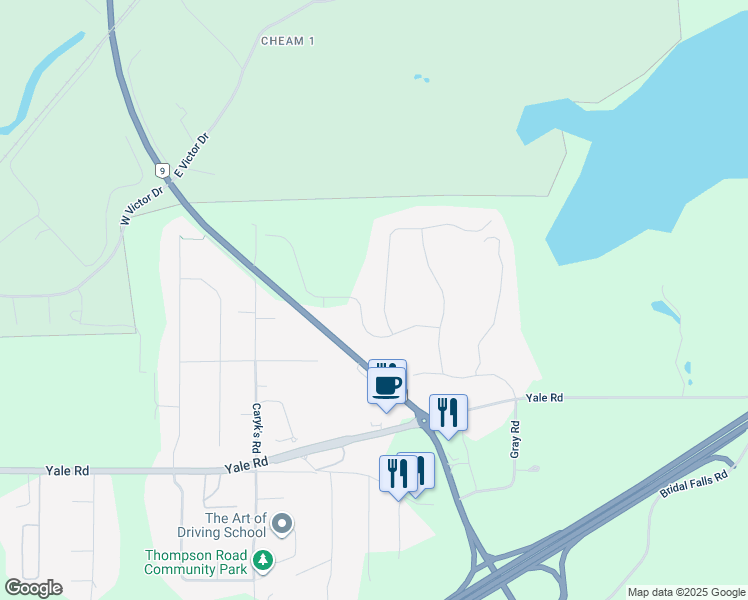 map of restaurants, bars, coffee shops, grocery stores, and more near 10327 Woodrose Place in Fraser Valley