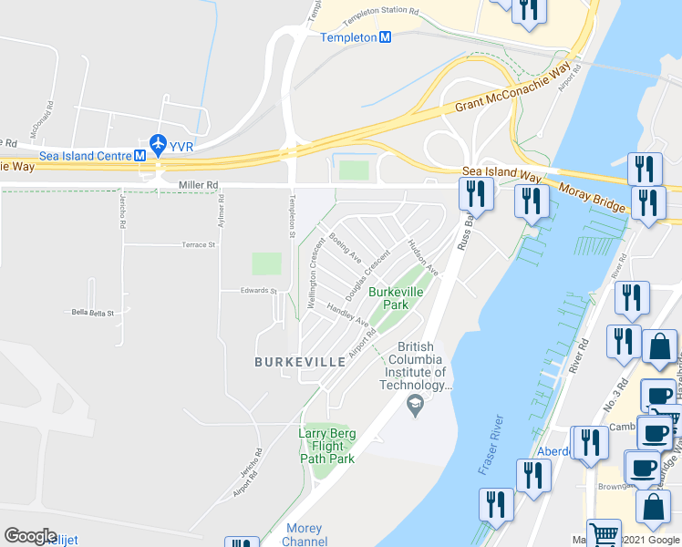 map of restaurants, bars, coffee shops, grocery stores, and more near 2120 Anson Avenue in Richmond