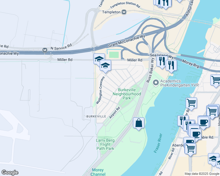 map of restaurants, bars, coffee shops, grocery stores, and more near 2120 Anson Avenue in Richmond