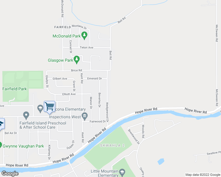 map of restaurants, bars, coffee shops, grocery stores, and more near 10320 Wedgewood Drive in Chilliwack