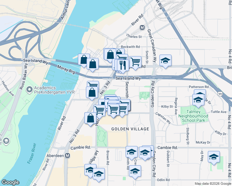 map of restaurants, bars, coffee shops, grocery stores, and more near in Richmond