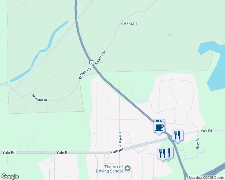 map of restaurants, bars, coffee shops, grocery stores, and more near 10395 Rutley Road in Fraser Valley