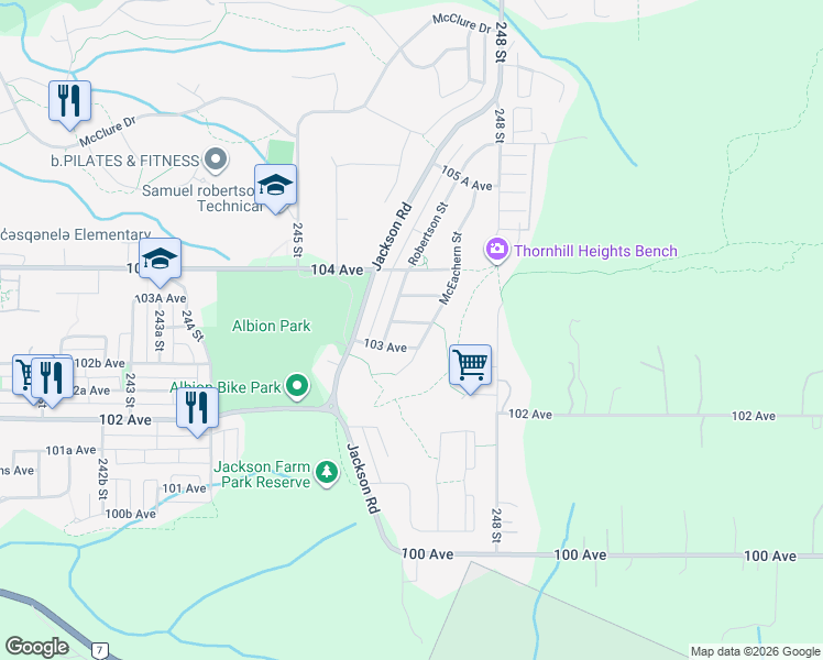 map of restaurants, bars, coffee shops, grocery stores, and more near in Maple Ridge