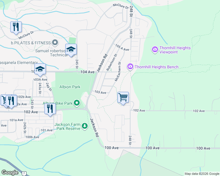 map of restaurants, bars, coffee shops, grocery stores, and more near in Maple Ridge