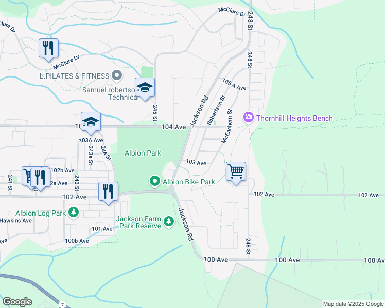 map of restaurants, bars, coffee shops, grocery stores, and more near in Maple Ridge