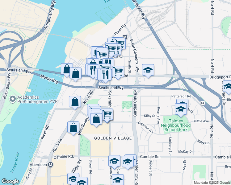 map of restaurants, bars, coffee shops, grocery stores, and more near in Richmond