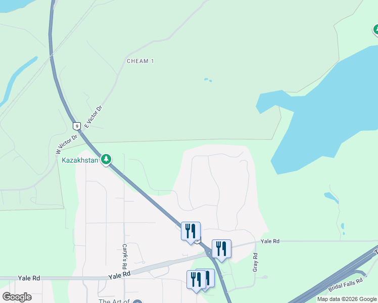 map of restaurants, bars, coffee shops, grocery stores, and more near 10427 Woodrose Place in Fraser Valley