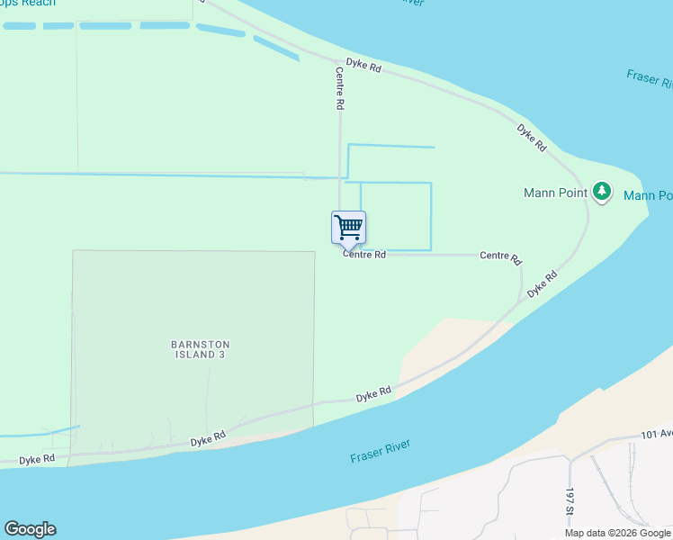 map of restaurants, bars, coffee shops, grocery stores, and more near Centre Road in Surrey