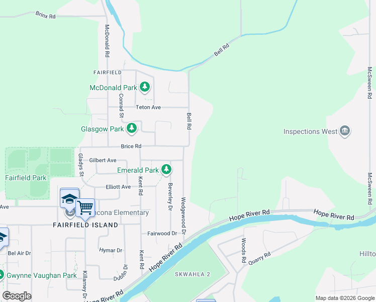 map of restaurants, bars, coffee shops, grocery stores, and more near 10390 Wedgewood Drive in Chilliwack
