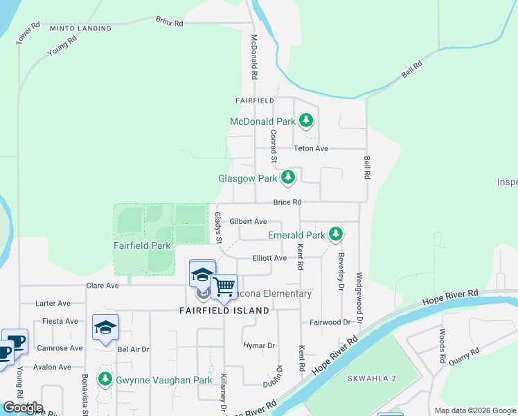 map of restaurants, bars, coffee shops, grocery stores, and more near 46512 Brice Road in Chilliwack