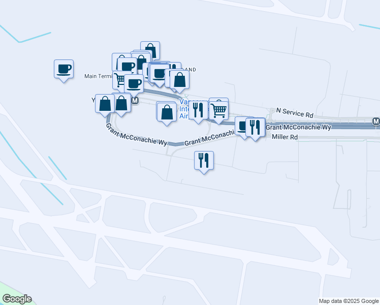 map of restaurants, bars, coffee shops, grocery stores, and more near 4831 Miller Road in Richmond