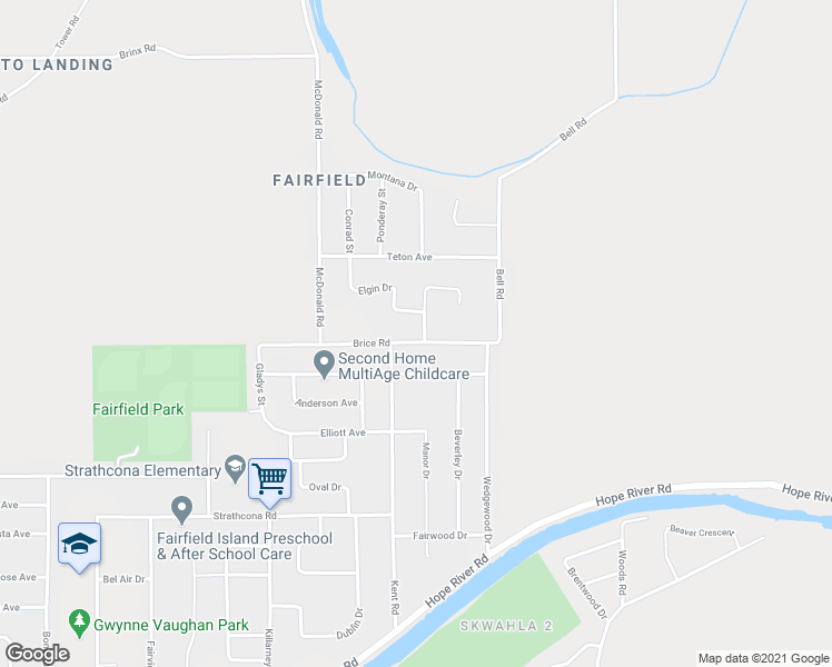 map of restaurants, bars, coffee shops, grocery stores, and more near 46635 Brice Road in Chilliwack