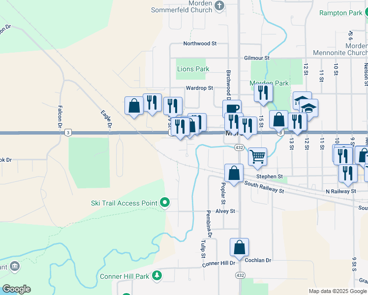 map of restaurants, bars, coffee shops, grocery stores, and more near 40 Gaslight Drive in Morden