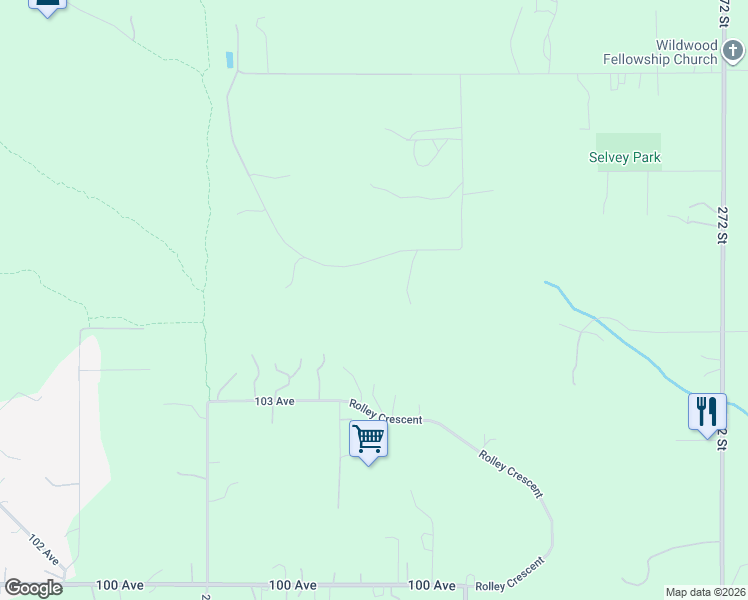 map of restaurants, bars, coffee shops, grocery stores, and more near 26684 Cunningham Avenue in Maple Ridge