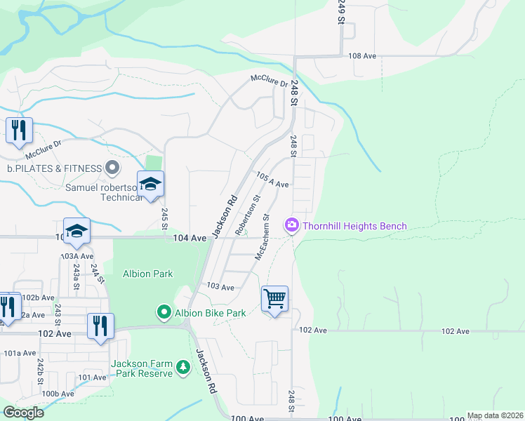 map of restaurants, bars, coffee shops, grocery stores, and more near 10469 McEachern Street in Maple Ridge