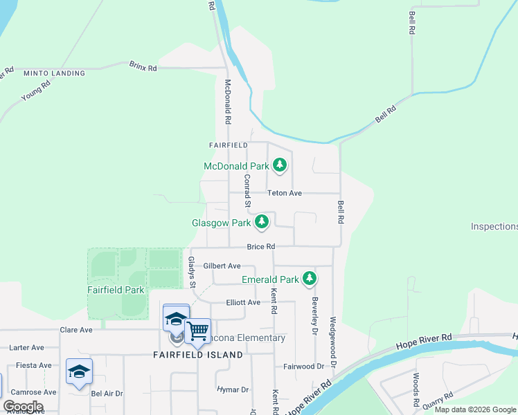 map of restaurants, bars, coffee shops, grocery stores, and more near 10498 Conrad Street in Chilliwack