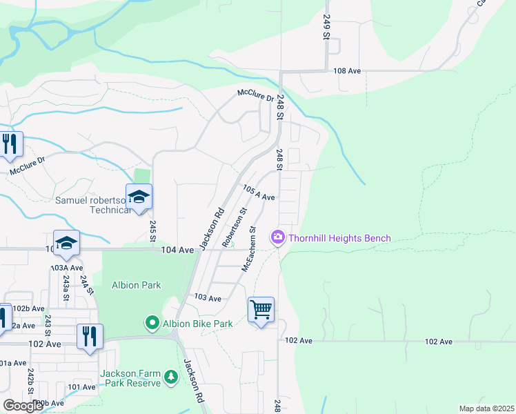map of restaurants, bars, coffee shops, grocery stores, and more near 10511 McEachern Street in Maple Ridge