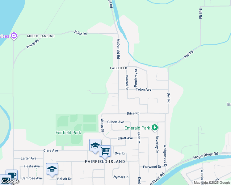 map of restaurants, bars, coffee shops, grocery stores, and more near 10489 McDonald Road in Chilliwack