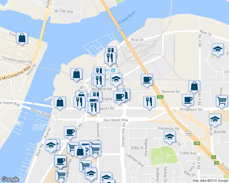 map of restaurants, bars, coffee shops, grocery stores, and more near 2711 Smith Street in Richmond