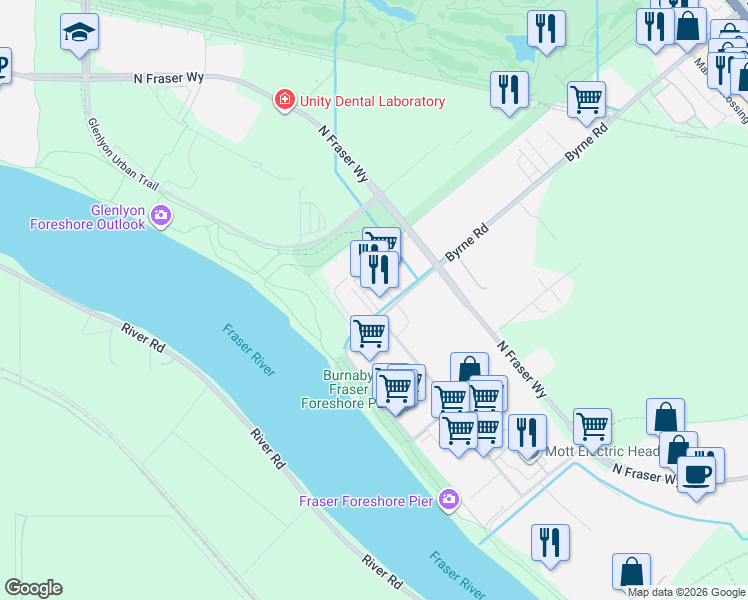map of restaurants, bars, coffee shops, grocery stores, and more near 4663 Byrne Road in Burnaby