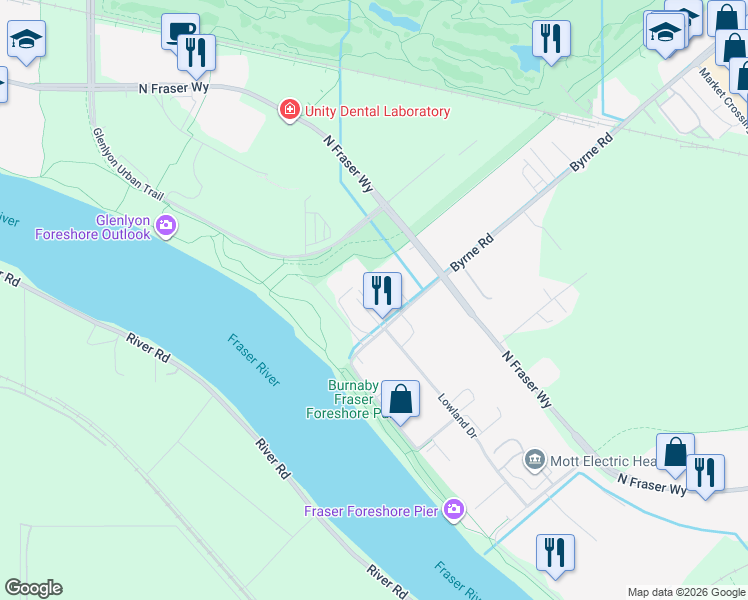 map of restaurants, bars, coffee shops, grocery stores, and more near 4663 Byrne Road in Burnaby