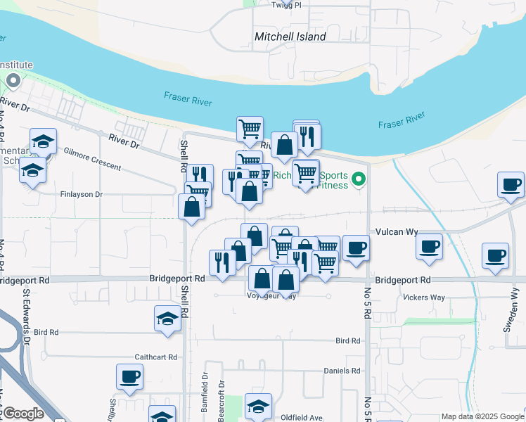map of restaurants, bars, coffee shops, grocery stores, and more near 2920-2912 Simpson Road in Richmond