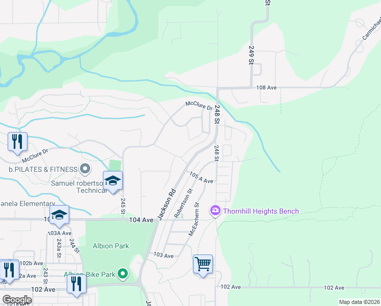 map of restaurants, bars, coffee shops, grocery stores, and more near 10649 Kimola Way in Maple Ridge