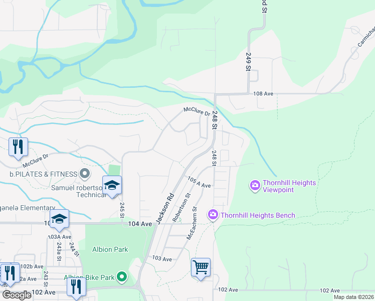 map of restaurants, bars, coffee shops, grocery stores, and more near 10651 Kimola Way in Maple Ridge