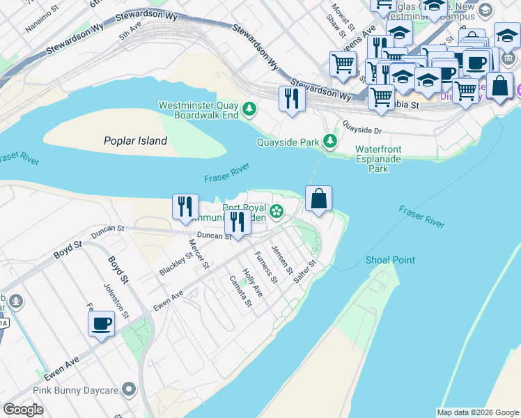 map of restaurants, bars, coffee shops, grocery stores, and more near 137 Star Crescent in New Westminster