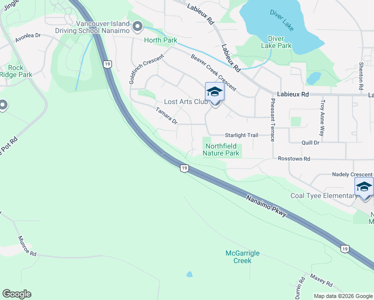 map of restaurants, bars, coffee shops, grocery stores, and more near 513 Martina Way in Nanaimo