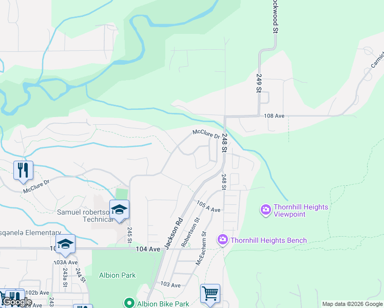 map of restaurants, bars, coffee shops, grocery stores, and more near 10686 Kimola Way in Maple Ridge