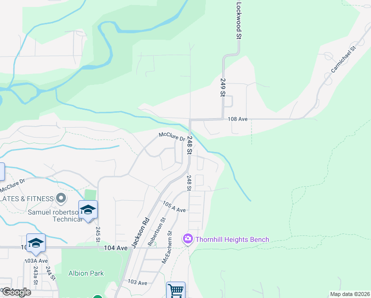 map of restaurants, bars, coffee shops, grocery stores, and more near 10707 248 Street in Maple Ridge