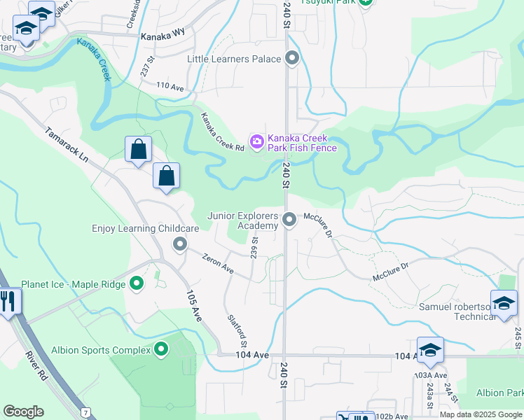 map of restaurants, bars, coffee shops, grocery stores, and more near 23941 McClure Avenue in Maple Ridge
