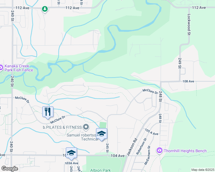 map of restaurants, bars, coffee shops, grocery stores, and more near 24513 Kimola Drive in Maple Ridge