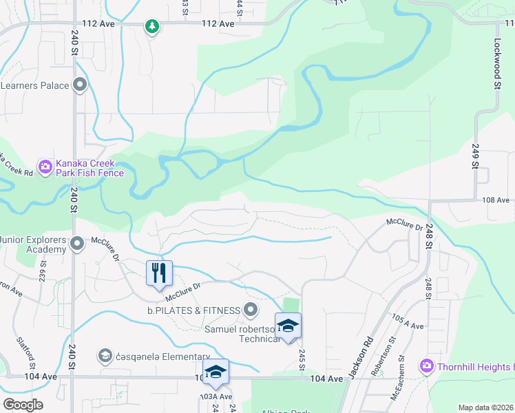 map of restaurants, bars, coffee shops, grocery stores, and more near 24409 Kimola Drive in Maple Ridge
