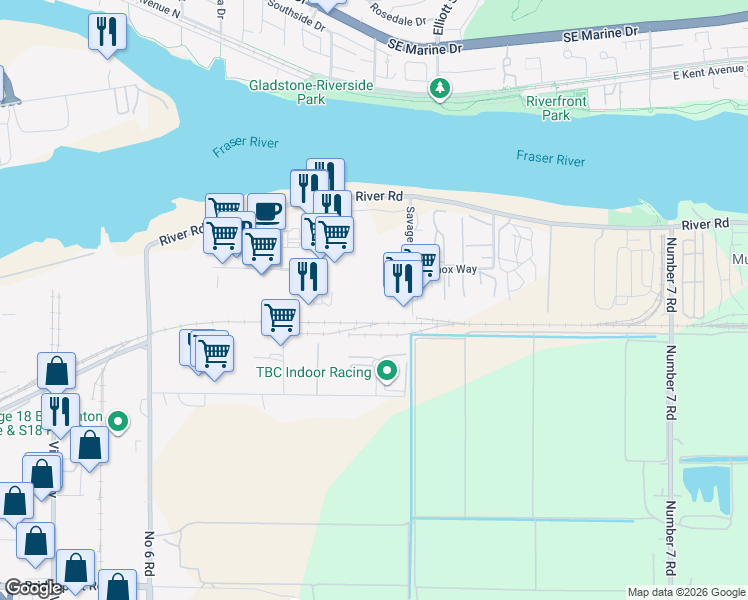 map of restaurants, bars, coffee shops, grocery stores, and more near 1991 Savage Road in Richmond