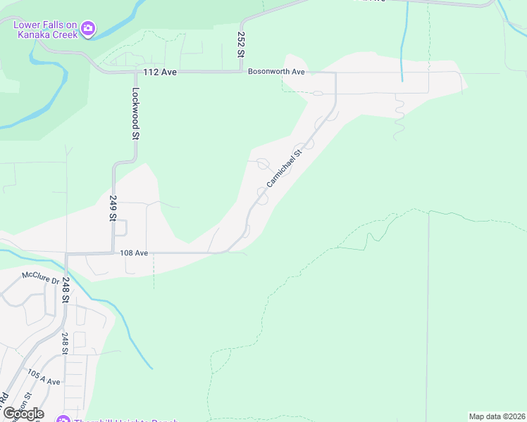 map of restaurants, bars, coffee shops, grocery stores, and more near 10880 Carmichael Street in Maple Ridge
