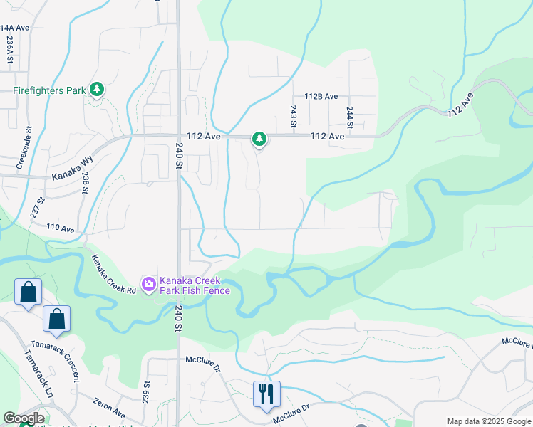 map of restaurants, bars, coffee shops, grocery stores, and more near 11030 241A Street in Maple Ridge