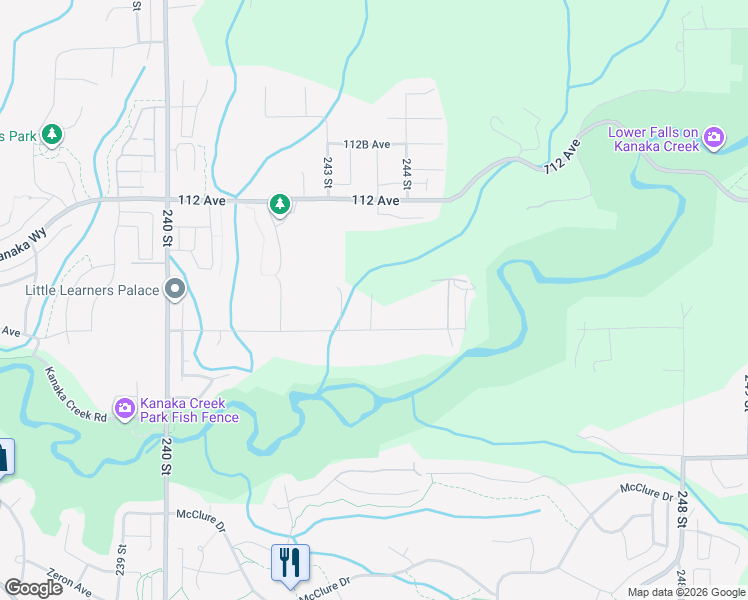 map of restaurants, bars, coffee shops, grocery stores, and more near 24281 110 Avenue in Maple Ridge