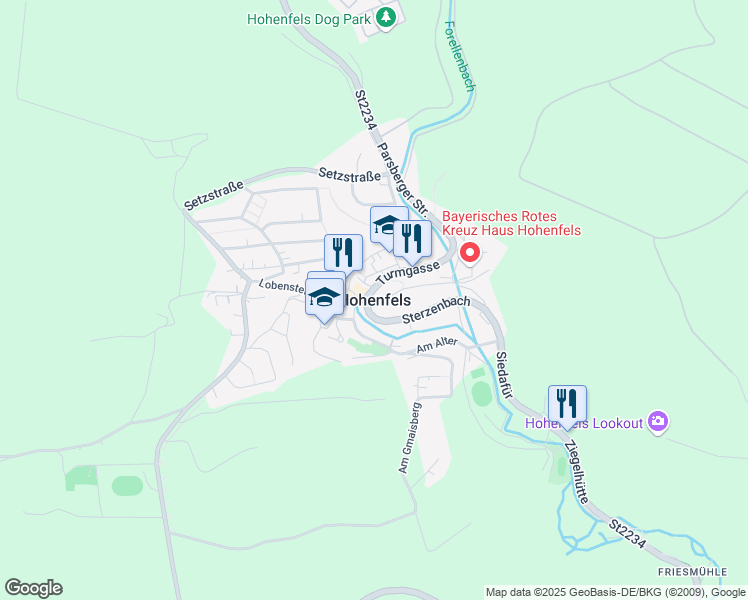map of restaurants, bars, coffee shops, grocery stores, and more near in Hohenfels