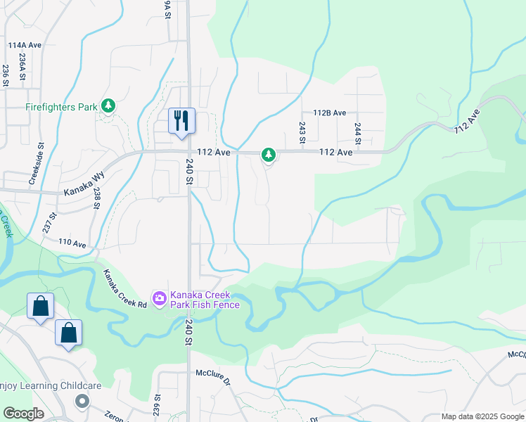 map of restaurants, bars, coffee shops, grocery stores, and more near 11077 241A Street in Maple Ridge