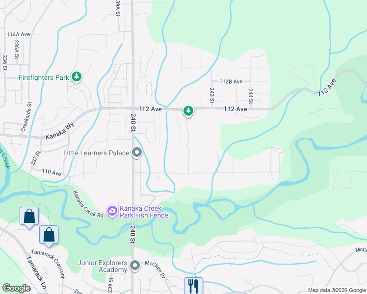 map of restaurants, bars, coffee shops, grocery stores, and more near 11085 241A Street in Maple Ridge