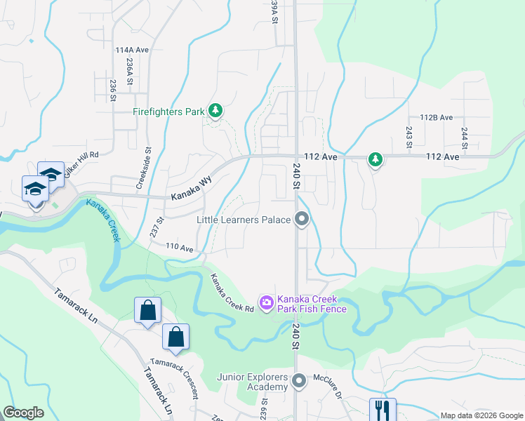 map of restaurants, bars, coffee shops, grocery stores, and more near 11092 Harris Drive in Maple Ridge