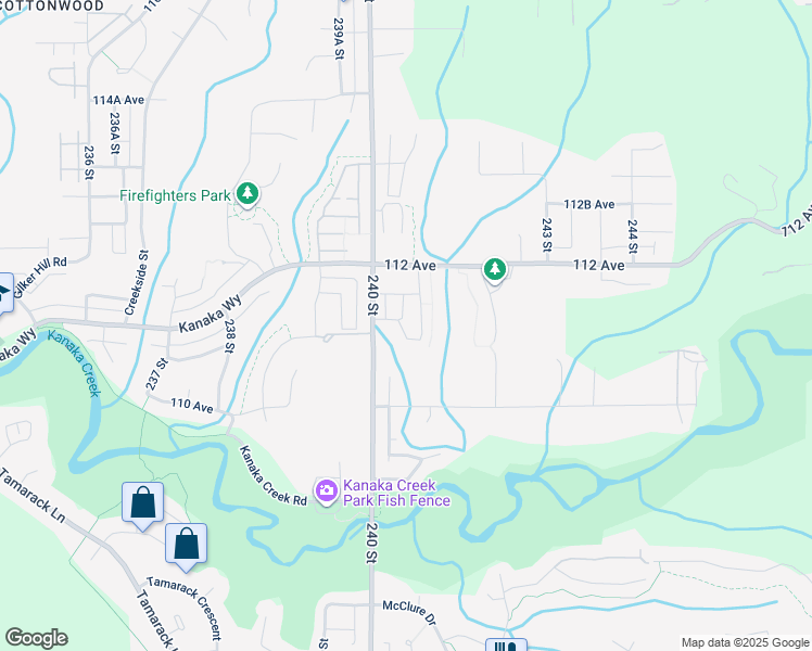 map of restaurants, bars, coffee shops, grocery stores, and more near 24076 112 Avenue in Maple Ridge