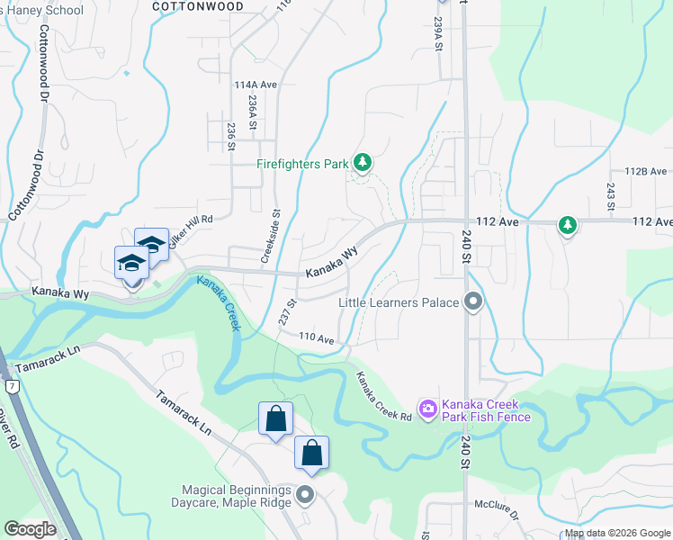 map of restaurants, bars, coffee shops, grocery stores, and more near 23 Kanaka Way in Maple Ridge