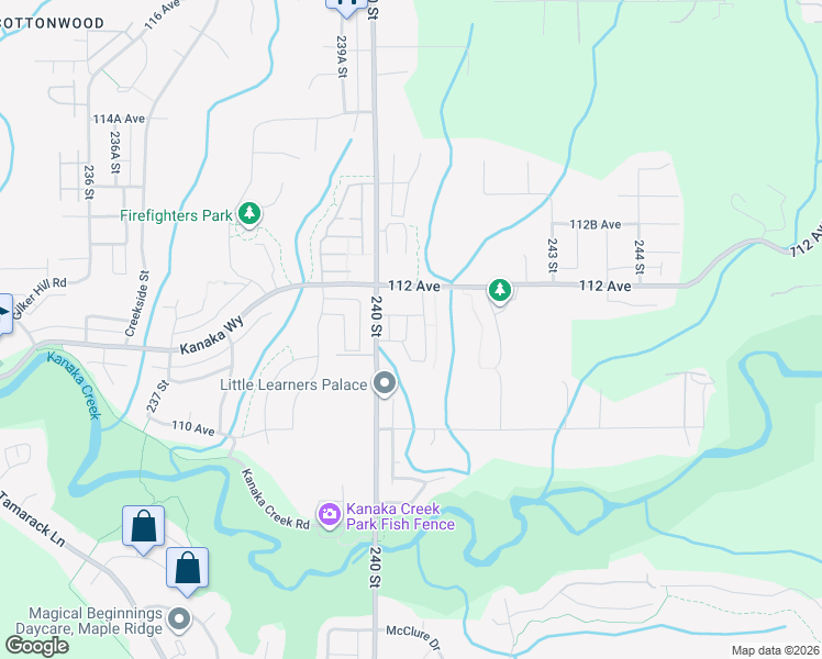 map of restaurants, bars, coffee shops, grocery stores, and more near 11154 240 Street in Maple Ridge