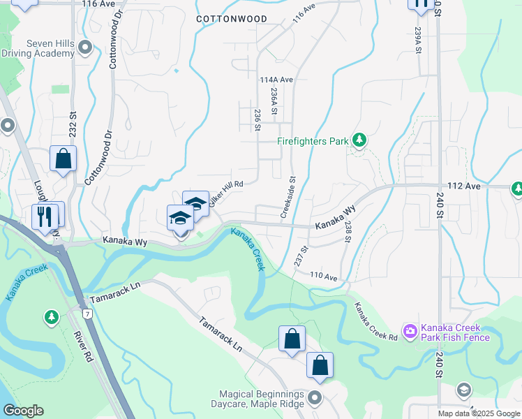 map of restaurants, bars, coffee shops, grocery stores, and more near 23622 111A Avenue in Maple Ridge